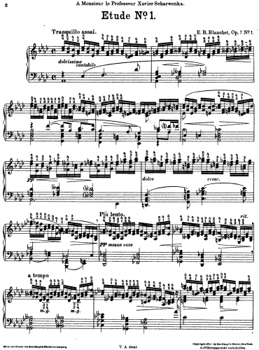 Blanchet - 5 Etudes, Op. 7 - Score