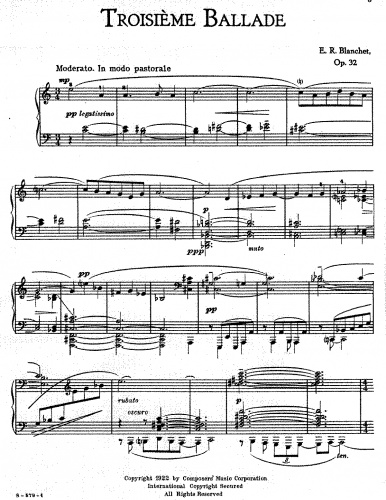 Blanchet - Ballade No. 3, Op. 32 - Score