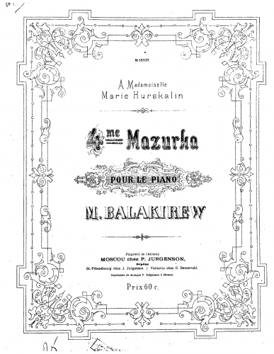 Balakirev - Mazurka No. 4 - Piano Score - Score