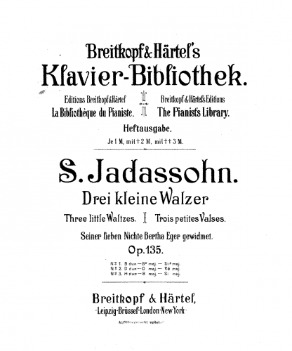 Jadassohn - 3 Kleine Walzer - Piano Score - No. 2