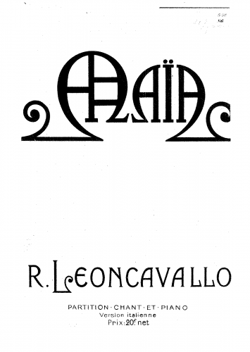 Leoncavallo - Maià - Vocal Score - Score