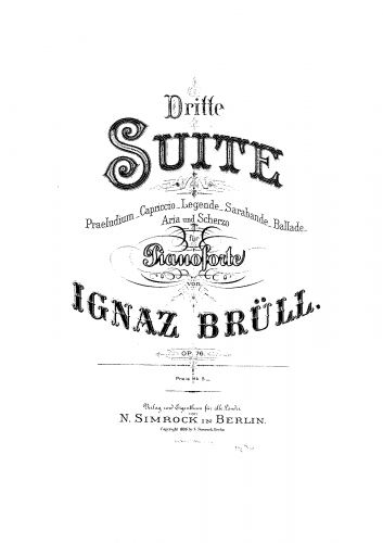 Brüll - Piano Suite No. 3 - Score