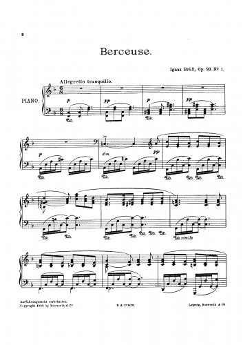 Brüll - 3 Piano Pieces, Op. 93 - Score