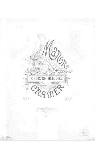 Cramer - Choix de mélodies sur 'Manon' - Score