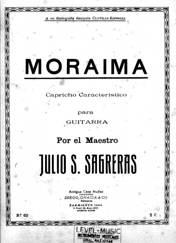 Espinosa - Moraima - For Guitar (Sagreras) - Score