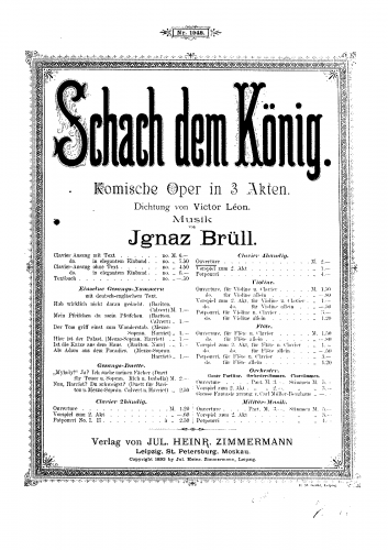 Brüll - Schach dem König, Op. 70 - Overture For Piano 4 hands - Overture - Piano 4-hands