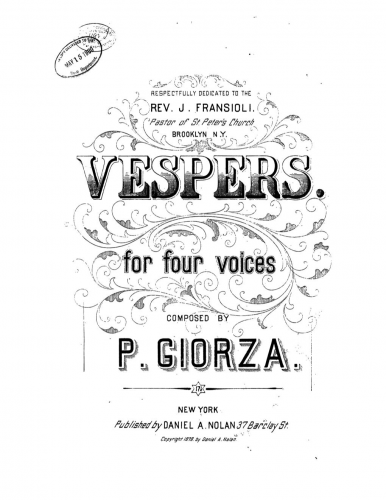Giorza - Vespers for 4 Voices - Score