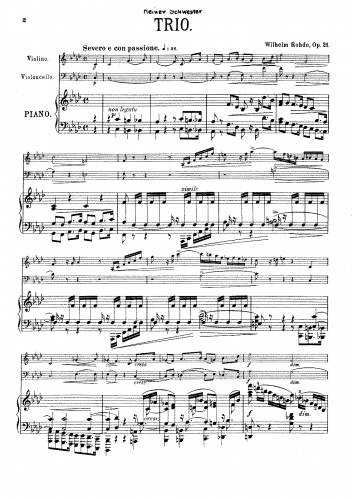 Rohde - Piano Trio - Piano Score