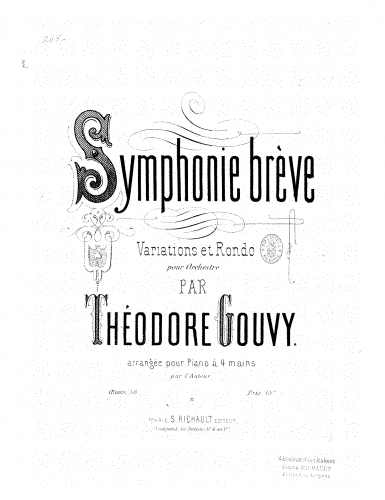 Gouvy - Symphonie brève - For Piano 4 Hands - Score