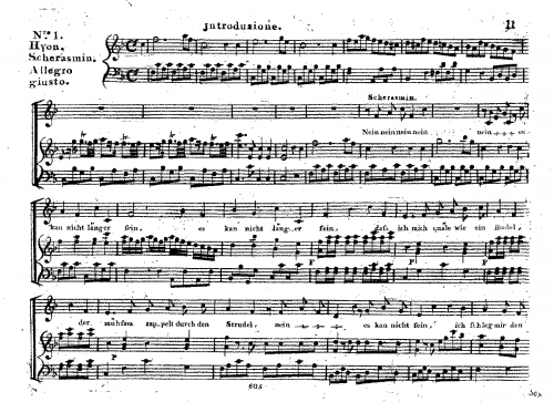 Wranitzky - Oberon, König der Elfen - Excerpts (Gesänge aus Oberon beim Clavier zu singen) For Voices and Piano - Score