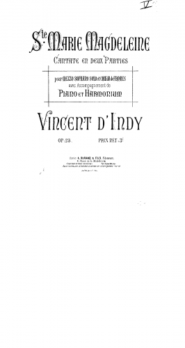 Indy - Sainte Marie Magdeleine, Op. 23 - Score