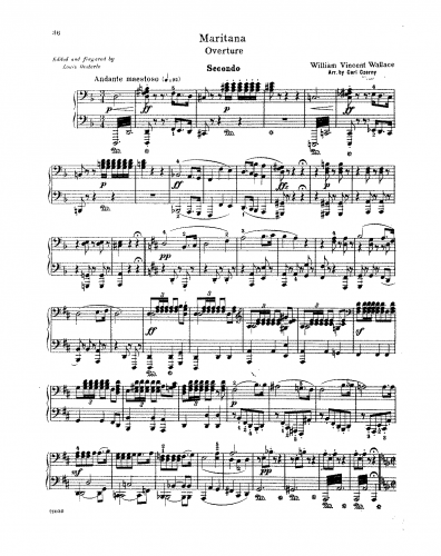 Wallace - Maritana - Overture For Piano 4 hands (Czerny) - Score