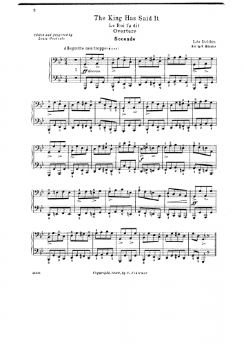 Delibes - Le roi l'a dit - Overture For Piano 4 hands (Brissler) - Score