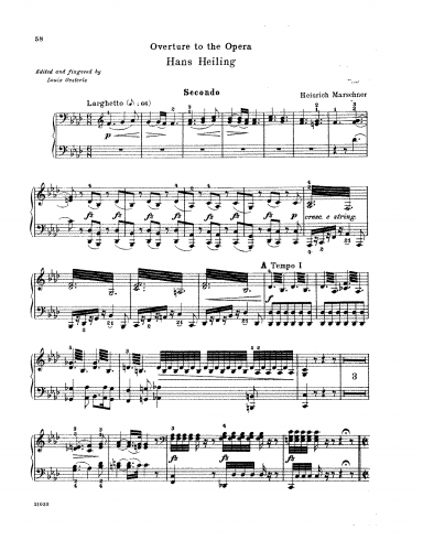 Marschner - Hans Heiling - Overture For Piano 4 hands - Score