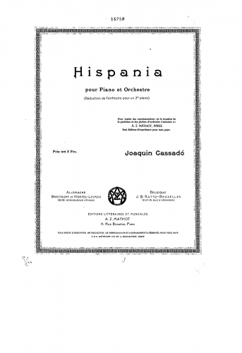 Cassadó - Hispania - For 2 Pianos - Score