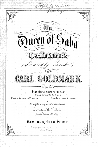 Goldmark - Die Königin von Saba - Vocal Score Complete Opera - Score