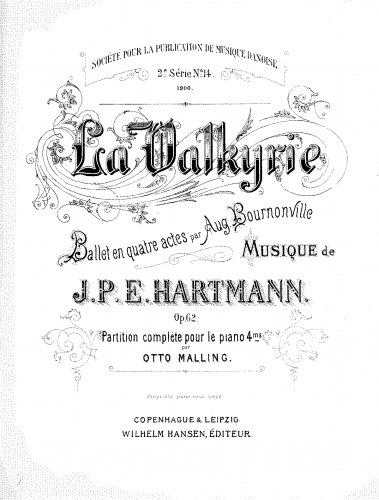 Hartmann - Valkyrien - Complete Ballet For Piano 4 hands (Malling) - Score