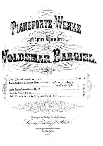 Bargiel - 3 Charakterstücke - Piano Score - Score