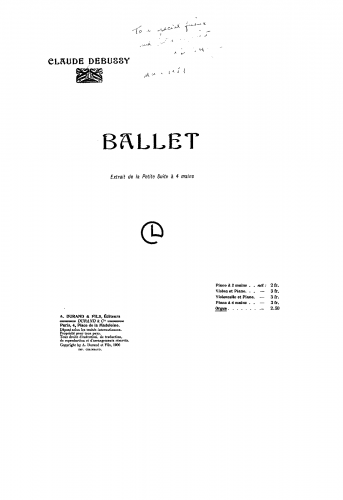 Debussy - Petite Suite - No. 4. Ballet For Organ solo (Roques) - Score
