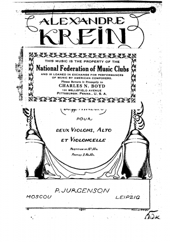 Krein - Poème-Quatuor - Score