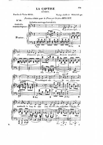 Berlioz - La Captive - Vocal Score - Transcription of Version F, H 65F