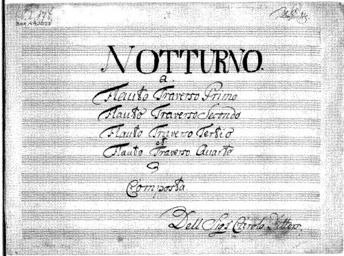 Dittersdorf - Notturno in D for 4 Flutes - Score