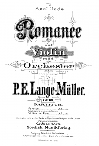 Lange-Müller - Romance for Violin and Orchestra, Op. 63 - Score