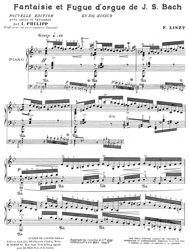 Bach - Prelude (Fantasia) and Fugue in G minor, BWV 542 ("Great") - For Piano Solo (Liszt) - Score
