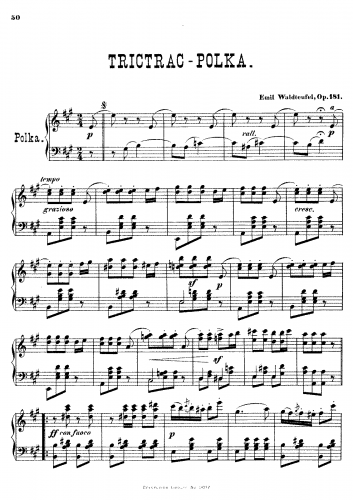 Waldteufel - Trictrac-Polka - For Piano solo - Score