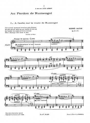 Rhené-Baton - Au pardon de Rumengol, Op. 25 - Score