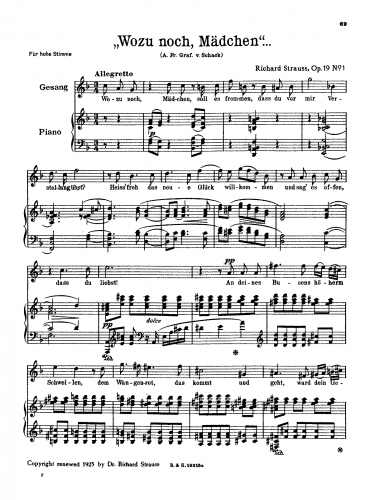 Strauss - 6 Lieder aus "Lotosblätter" - Vocal Score - Score