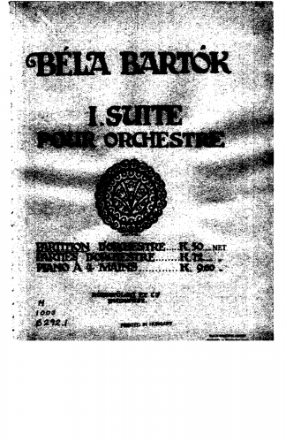 Bartók - Suite No. 1, Op. 3 - Score