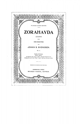 Svendsen - Zorahayda, Op. 11 - For Piano 4 hands (Alnæs) - Score
