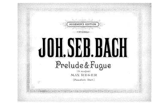 Bach - Prelude and Fugue in G major, BWV 541 - For Piano 4 hands (Reger) - Score