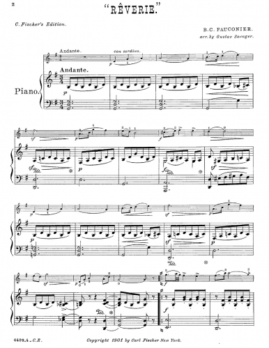 Fauconier - Reverie - For Flute and Piano (Saenger) - Piano score and flute part