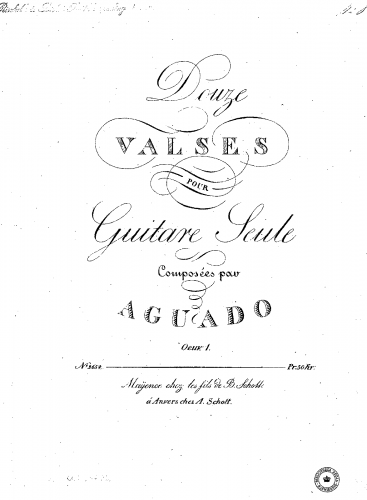 Aguado - 12 Valses for Solo Guitar, Op. 1 - Score