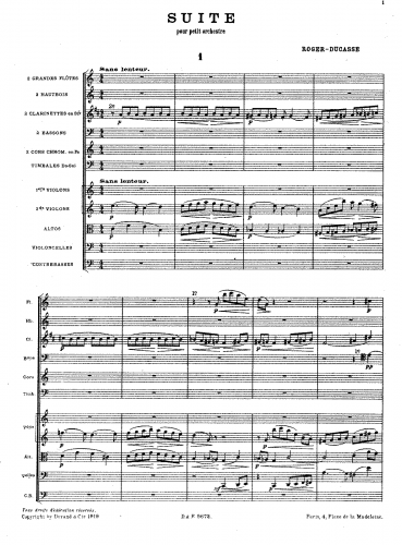 Roger-Ducasse - Suite pour petit orchestre - Complete Orchestral Score
