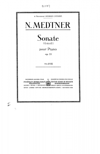 Medtner - Piano Sonata - Score