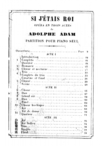 Adam - Si j'étais roi - For Piano solo (Micheuz) - Score