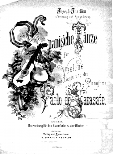 Sarasate - Spanish Dances, Op. 21 - For Piano 4 hands (Neitzel) - Score