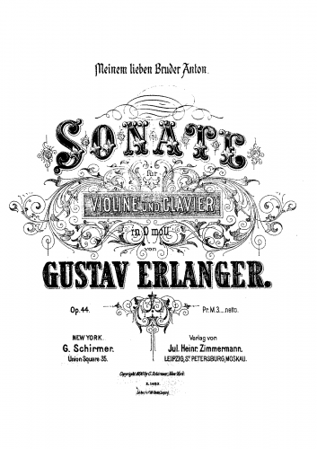 Erlanger - Violin Sonata, Op. 44 - Piano score