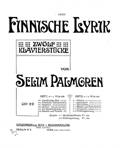 Palmgren - 12 Pieces - Piano Score - Score