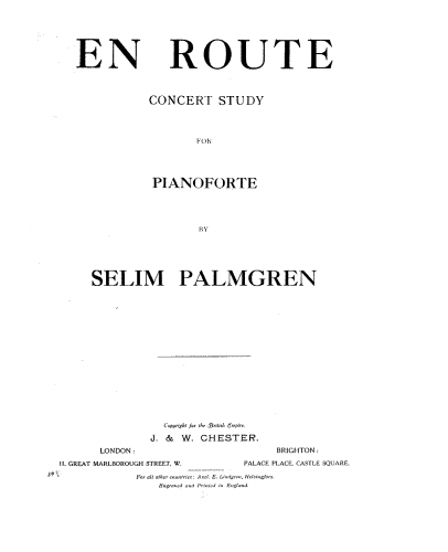 Palmgren - En Route, Op. 9 - Piano Score - Score