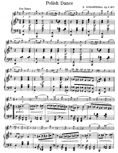 Scharwenka - Polish National Dances, Op. 3 - No. 1 in E-flat minor For Violin and Piano - Piano score