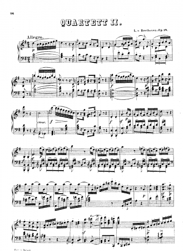 Beethoven - String Quartet No. 2 - For Piano solo (Rösler) - Score