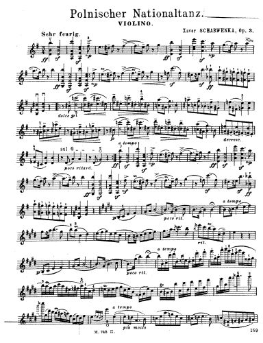 Scharwenka - Polish National Dances, Op. 3 - No. 1 in E-flat minor For Violin and Piano (Hollaender) - Violin part
