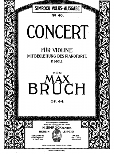 Bruch - Violin Concerto No. 2 - For Violin and Piano (Bruch) - Piano score