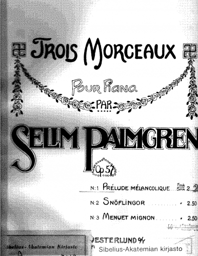 Palmgren - 3 Piano Pieces, Op. 57 - Piano Score - Score