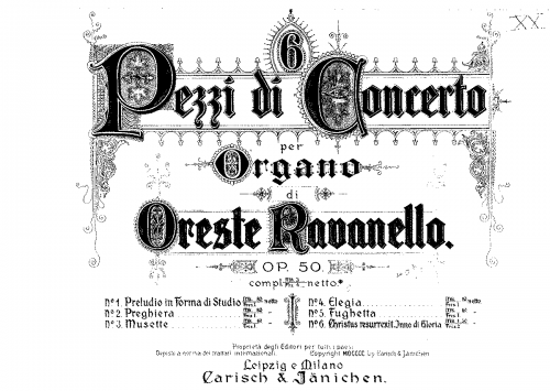 Ravanello - Sesto Pezzi per Organo, Op. 50 - Organ score