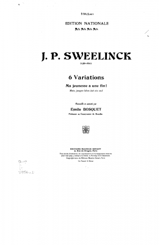 Sweelinck - 6 Variations on 'Mein junges Leben hat ein End' - Score